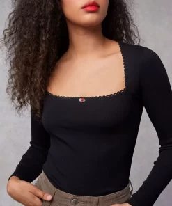 Clothing Rouje | Ivanka T-Shirt Uni Noir