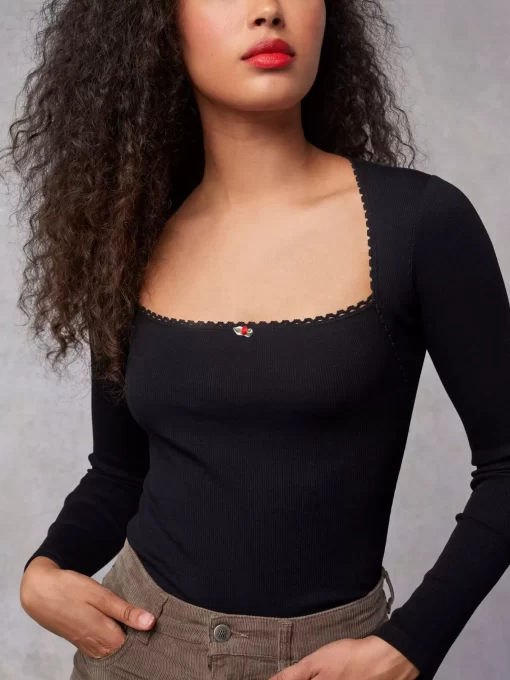 Clothing Rouje | Ivanka T-Shirt Uni Noir