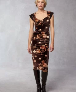 Clothing Rouje | Laly Dress Novembre Fleuris Marron