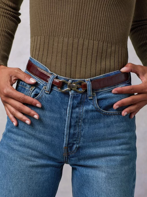 Accessories Rouje | Laure Belt Croco Cognac