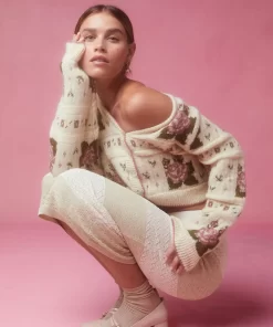 Clothing Rouje | Leora Cardigan Jacquard Fleuri Ecru