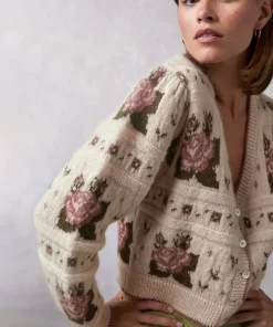 Clothing Rouje | Leora Cardigan Jacquard Fleuri Ecru