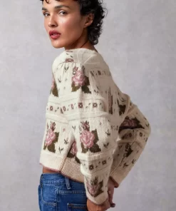Clothing Rouje | Leora Cardigan Jacquard Fleuri Ecru