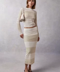 Clothing Rouje | Maria Skirt Mixed Ecru