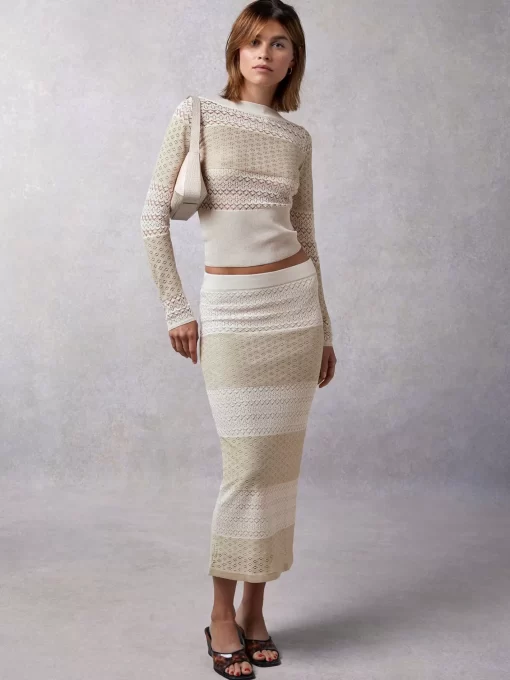 Clothing Rouje | Maria Skirt Mixed Ecru