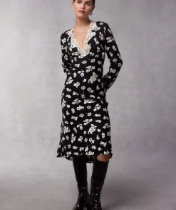 Clothing Rouje | Minette Dress Rose Coquette Black