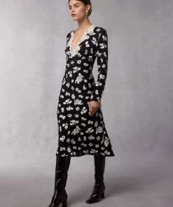 Clothing Rouje | Minette Dress Rose Coquette Black