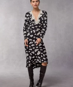 Clothing Rouje | Minette Dress Rose Coquette Black