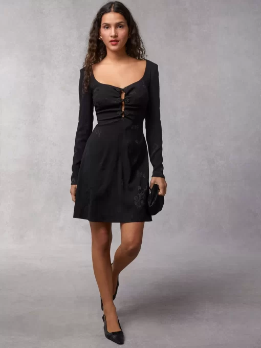 Clothing Rouje | Nancia Dress Black Jacquard
