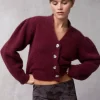 Clothing Rouje | Nona Cardigan Uni Grenat