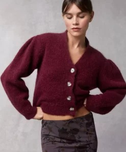 Clothing Rouje | Nona Cardigan Uni Grenat