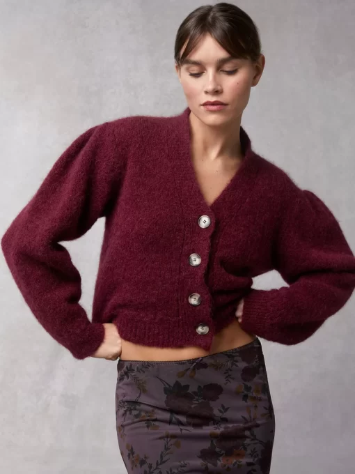 Clothing Rouje | Nona Cardigan Uni Grenat