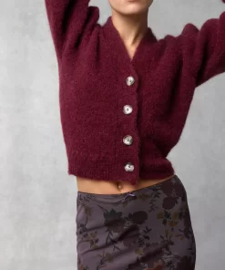 Clothing Rouje | Nona Cardigan Uni Grenat