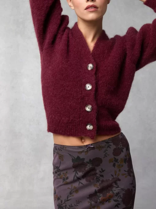 Clothing Rouje | Nona Cardigan Uni Grenat