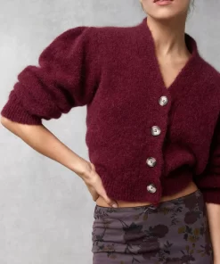 Clothing Rouje | Nona Cardigan Uni Grenat