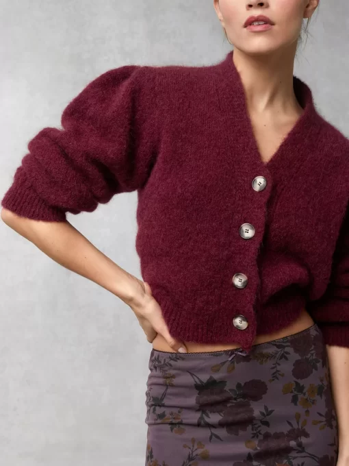 Clothing Rouje | Nona Cardigan Uni Grenat