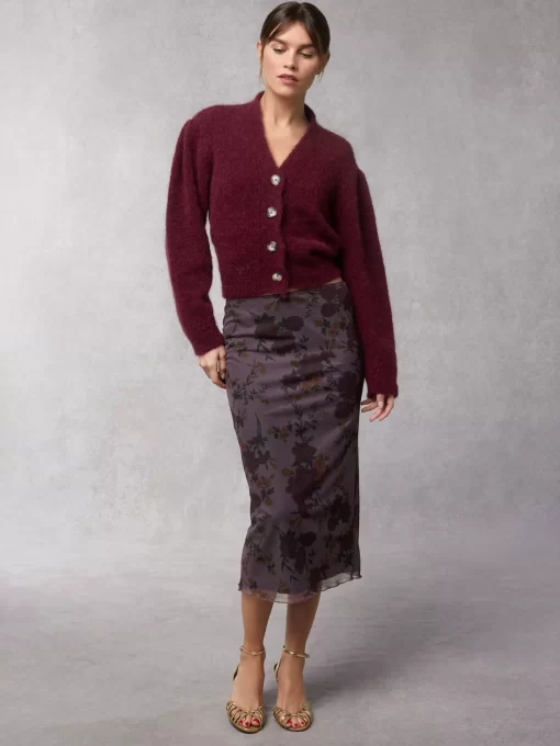 Clothing Rouje | Nona Cardigan Uni Grenat