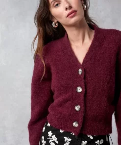 Clothing Rouje | Nona Cardigan Uni Grenat