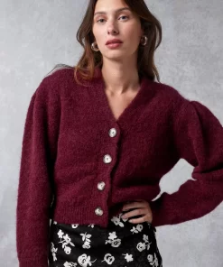 Clothing Rouje | Nona Cardigan Uni Grenat