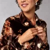 Clothing Rouje | Palmyra Shirt Novembre Fleuris Marron