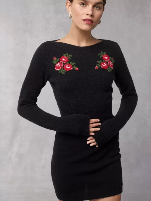 Clothing Rouje | Samia Dress Brode Noir