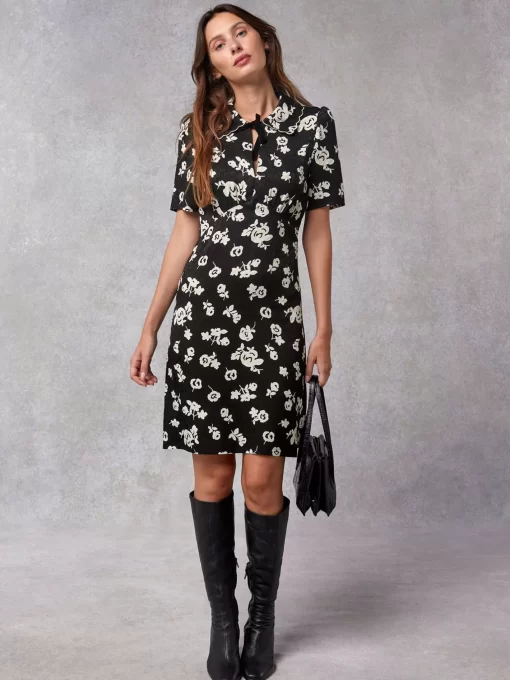Clothing Rouje | Sheila Dress Rose Coquette Black