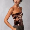 Clothing Rouje | Tal Top Novembre Fleuris Marron