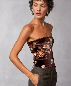 Clothing Rouje | Tal Top Novembre Fleuris Marron