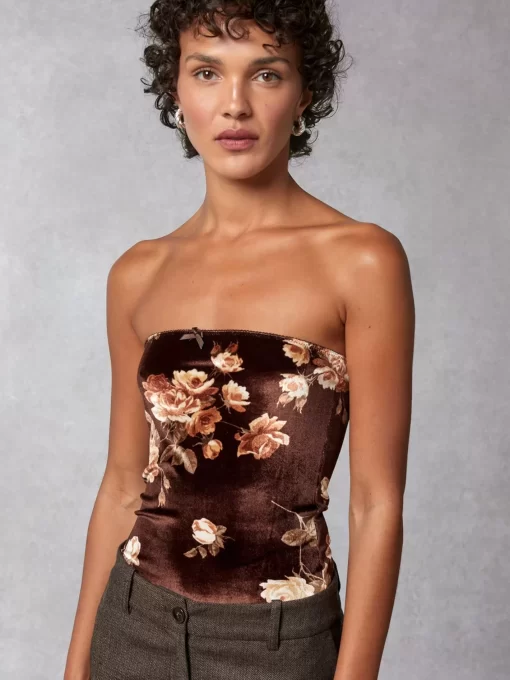 Clothing Rouje | Tal Top Novembre Fleuris Marron