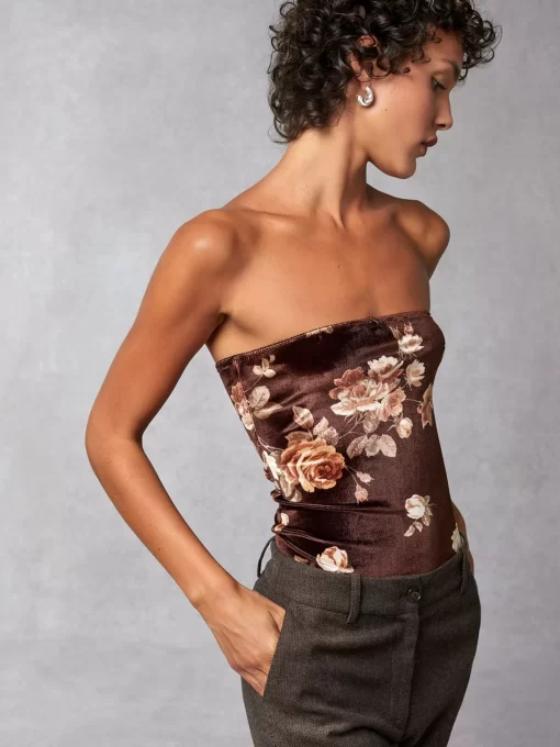 Clothing Rouje | Tal Top Novembre Fleuris Marron