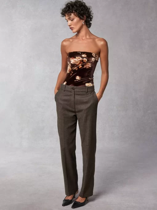Clothing Rouje | Tal Top Novembre Fleuris Marron