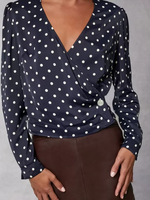 Clothing Rouje | Tressie Top Pois Marine