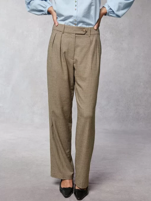Clothing Rouje | Victor Pants Upcycled Mini Carreaux Beige
