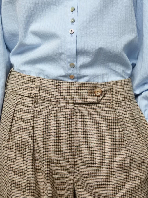 Clothing Rouje | Victor Pants Upcycled Mini Carreaux Beige