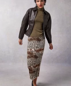 Clothing Rouje | Virginie Skirt Jungle Marron