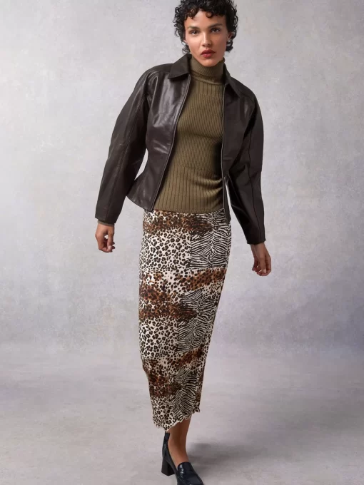 Clothing Rouje | Virginie Skirt Jungle Marron