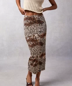 Clothing Rouje | Virginie Skirt Jungle Marron