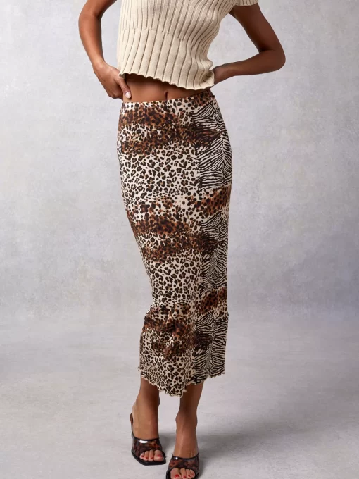 Clothing Rouje | Virginie Skirt Jungle Marron