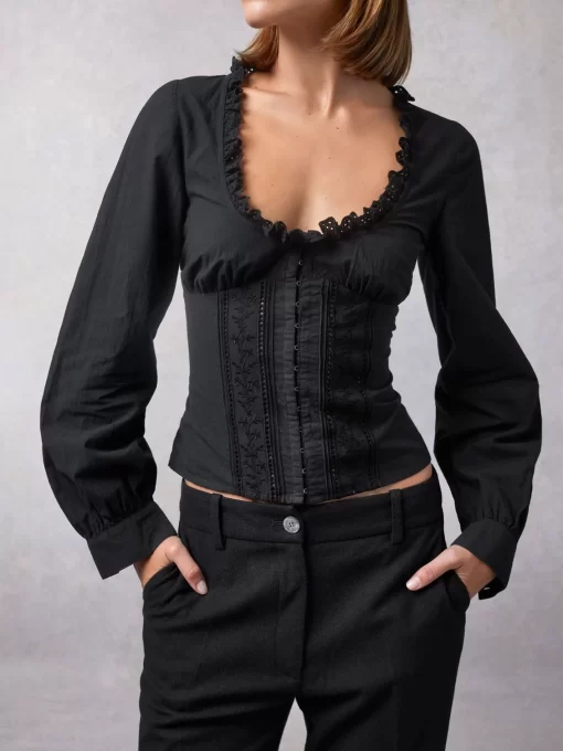 Clothing Rouje | Wendy Shirt Uni Noir