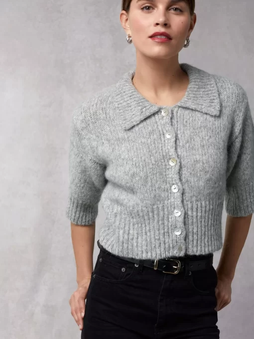 Clothing Rouje | Yves Cardigan Uni Gris Clair